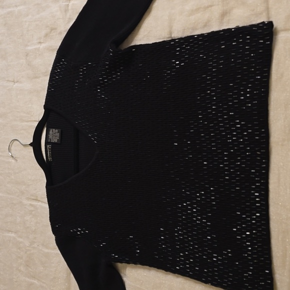 Merino Wool Black Liz Claiborne Beaded Sweater - Picture 7 of 16